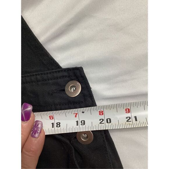 Forever 21 Plus Sz Black Denim Distressed Shortalls Sz 1X - Picture 5 of 6